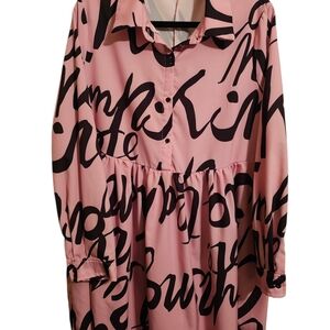 Shein Pink Dress with Black Script Print
